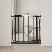 EDX 30" Height Walk Through Dog Gate, Pressure Mounted with Auto-Close and Hold-Open Features, Fits 29.1–33.8 Inch Openings, Black