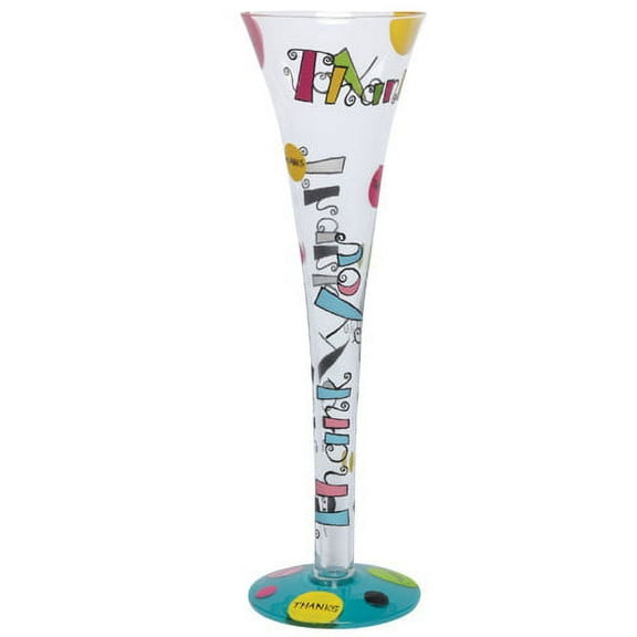 Lolita Hand Painted Champagne Flute Glass, Thank You
