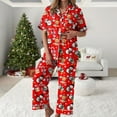 thumbnail image 2 of Drie Womens Christmas Pajamas Christmas Pajamas Sets for Women 2 Piece Lounge Pjs Set Bow Santa Print Short/Long Sleeve Shirt Pants Sets Sleepwear Red,2XL, 2 of 5