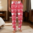 thumbnail image 3 of Men's Drawstring Pocket Cuffed Casual Pants, Valentine's Day Print Home Sleep Pants for Gift, Holiday and Relaxation,Red,M, 3 of 7