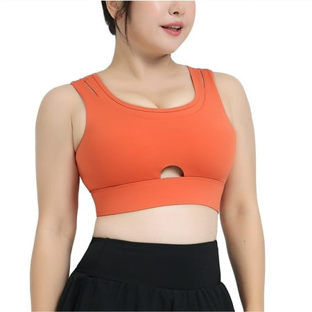 

Womens Plus Size Sports Bra - Butterluxe U Back Scoop Neck Padded Low Impact Workout Yoga Bra with Built in Bra
