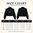 thumbnail image 6 of Women's Puff Sleeve Cropped Denim Jacket Stand Collar Button Front Loose Fitting Short Jean Outerwear Black XXL, 6 of 9