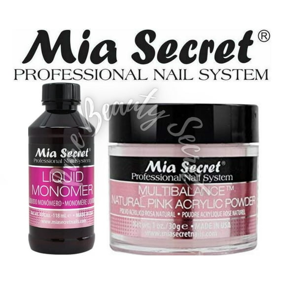 Mia Secret Liquid Monomer 4 oz and NATURAL PINK Powder 1 oz