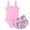 Pink, variant on Tween Girls Bathing Suit Swimwear Summer Piece Slim Fit Beach Two Piece Multicolor Floral Print Swim for Kids Swimsuits