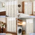 thumbnail image 5 of No Hook Shower Curtain, Vintage Botanical Shower Curtains for Bathroom with See Through Top Window, Rustic Simple Flowers Geometric Art Beige Waterproof & Washable Bath Curtain Stall 48"x72", 5 of 5
