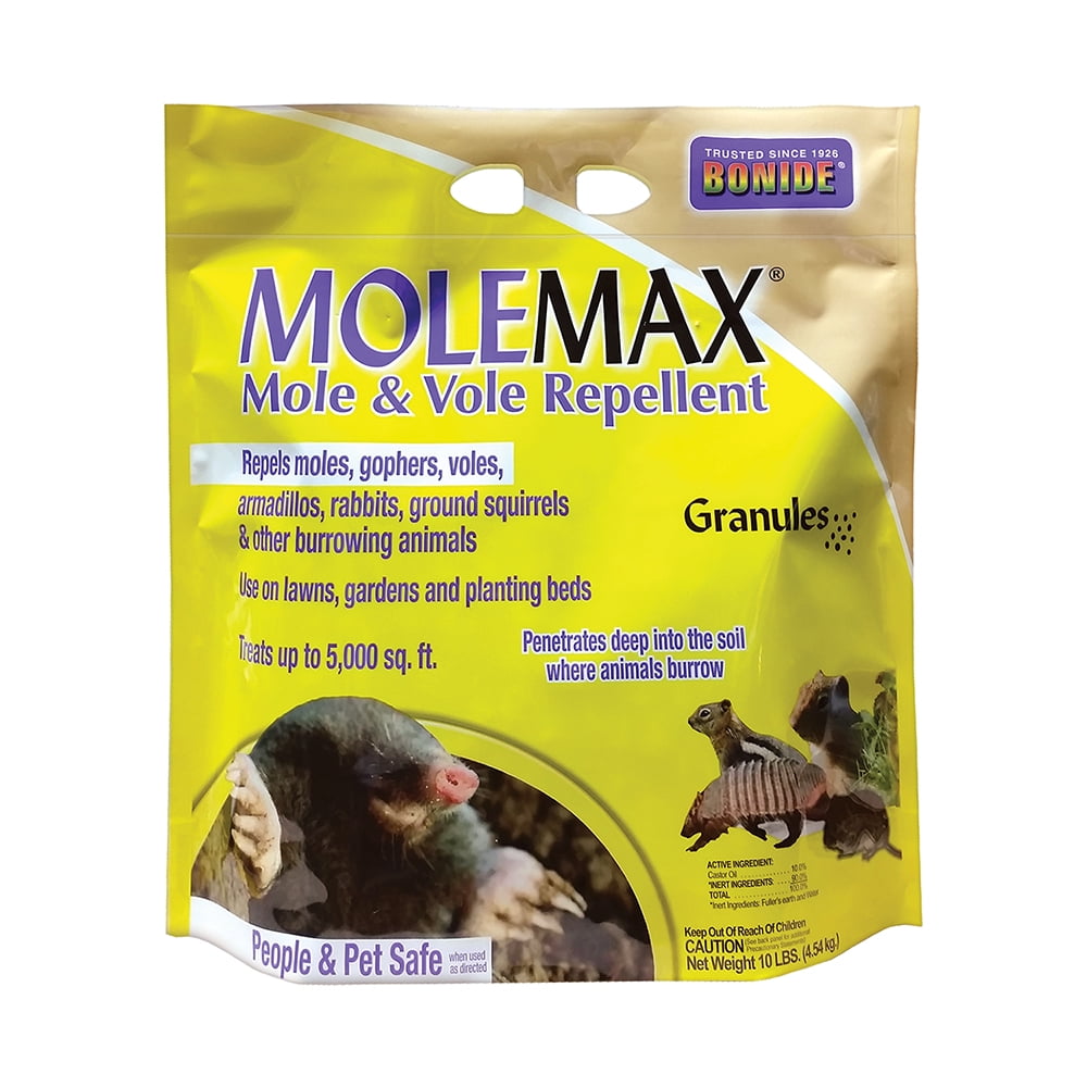 Bonide Mole Max Mole and Vole Repellent Granules, 10-Pound Repellent