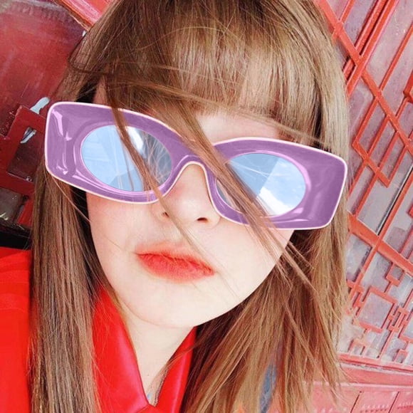 Rectangular Retro Sunglasses Women Men Polygonal Narrow Fashion Cute Eyewear sunglasses womens blue light glasses for woman Purple