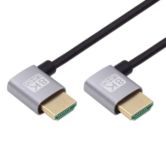 JSER HDMI 2.1 Ultra Thin HDTV Cable 8K 4K Hyper Super Flexible Slim Cord Left Angled to Left Angled 90 Degree Type-A for Computer HDTV