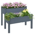 thumbnail image 2 of Outsunny 34" x 34" x 28" Raised Garden Bed 2-Tier Wooden Planter Box for Backyard, Patio to Grow Vegetables, Herbs, and Flowers, Gray, 2 of 9