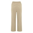thumbnail image 6 of TRUBKH Summer Pants for Women Gaucho Pant Cotton Palazzo Pants for Women Teacher Pants High Waisted Linen Pants Women Palazzo Drawstring Elastic Waist Summer Beach Linen Trousers Beige S-3XL, 6 of 9
