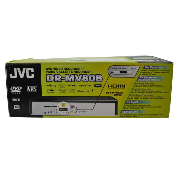 JVC DR-MV80B DVD Video/VHS Cassette Recorder Combination (New)