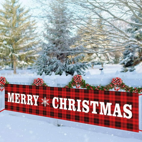 Extra Large Outdoor Christmas Banner Decorations, Reusable Polyester Fabric Holiday Yard Sign for Home, Party, Fence, and Wall