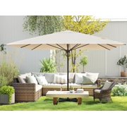 Large Patio Umbrellas with Base, 13' x 13' Aluminum Outdoor Umbrella, Rectangle Patio Umbrella for Pool, Garden and Deck, Beige