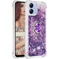 thumbnail image 3 of Glitter Clear Sparkly Bling Case for Samsung Galaxy A04E for Women Girls, Flowing Liquid Quicksand Cover with Diamond Ring Holder Case for Samsung Galaxy F04 /M04 /A04E  Purple, 3 of 7