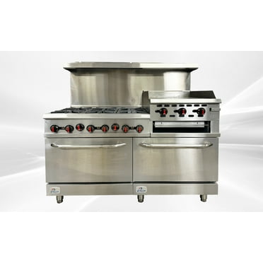 Cooler Depot 60 Inches 6 Burners 24 Inches Griddle Cheese Melter Oven Range CD-R6-24B NSF Certified