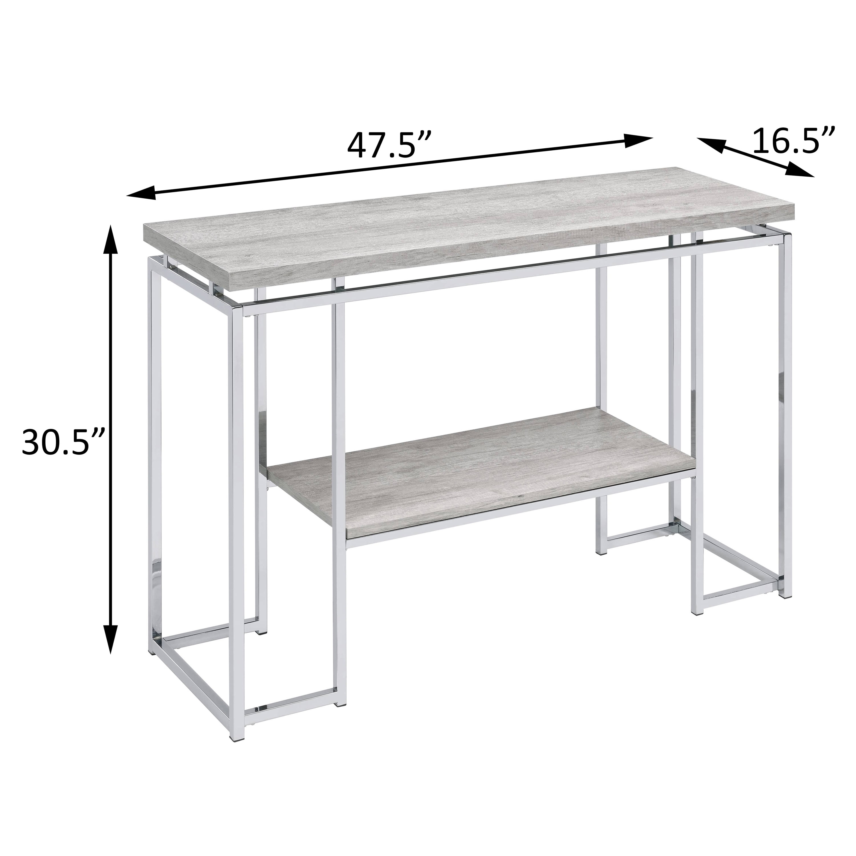 47.5'' Natural Oak and Chrome Sofa Entryway Console Table