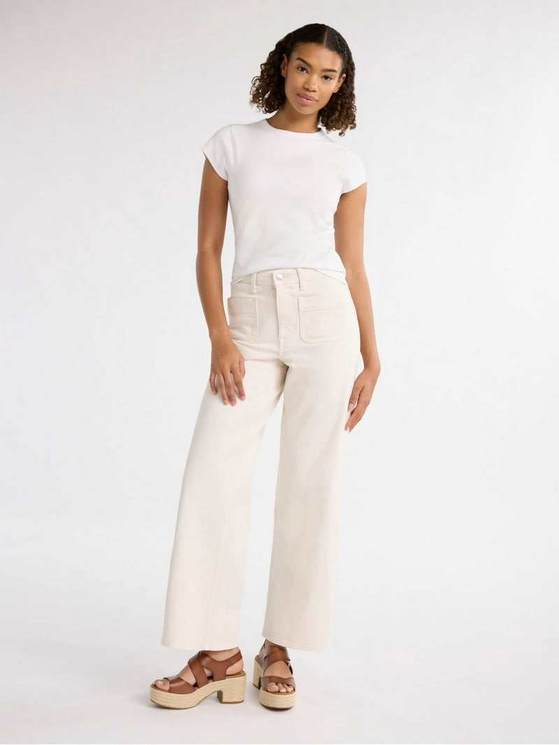 Free Assembly Women's Cap Sleeve T-Shirt, Soft Stretchy Cotton