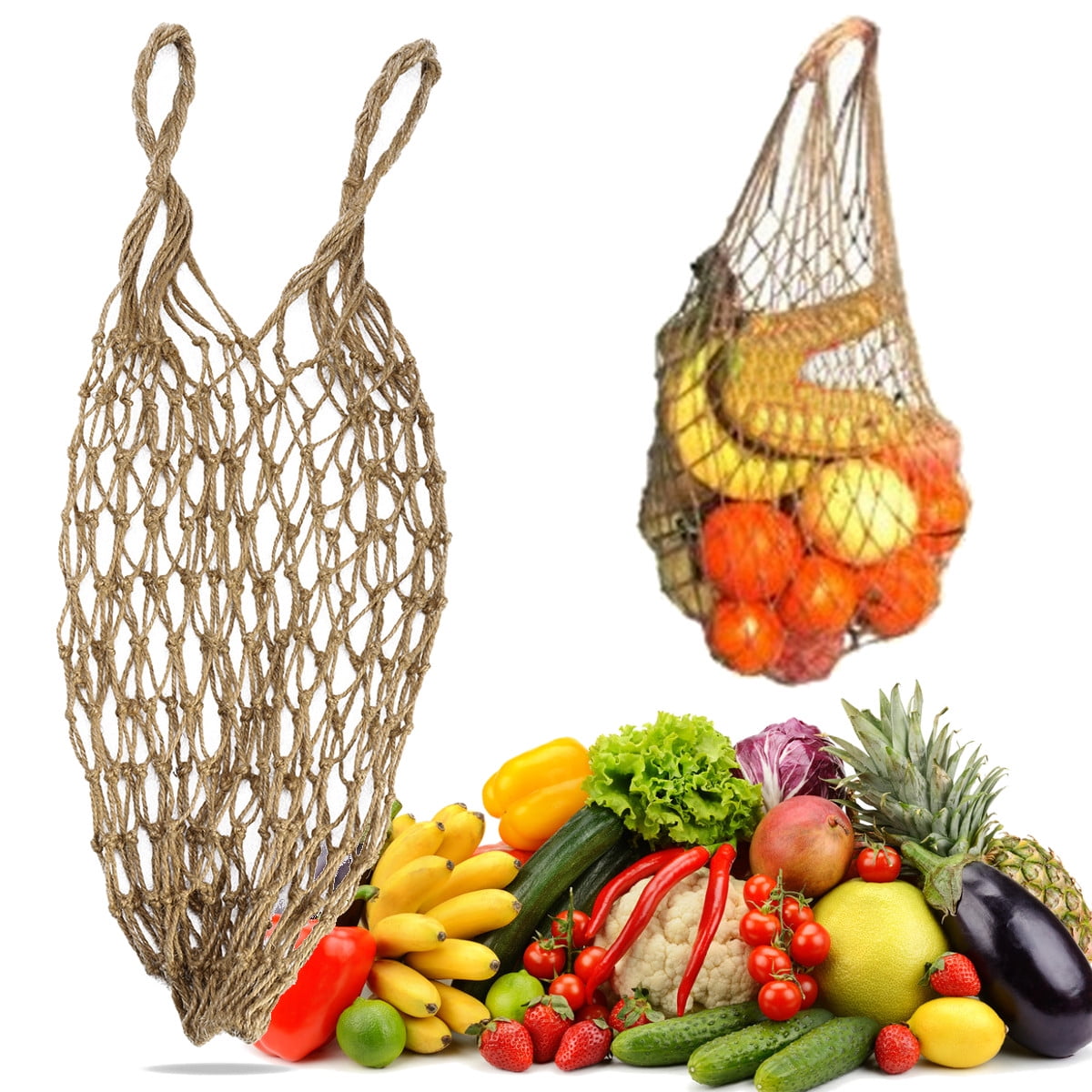 Reusable Mesh Bag for Vegetables Jute String Net Bags Shopping Bags Short Handle Foldable Storage Bag Walmart