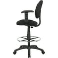 thumbnail image 6 of Boss Office Contoured Comfort Rolling Fabric Drafting Stool with Arms in Black, 6 of 8