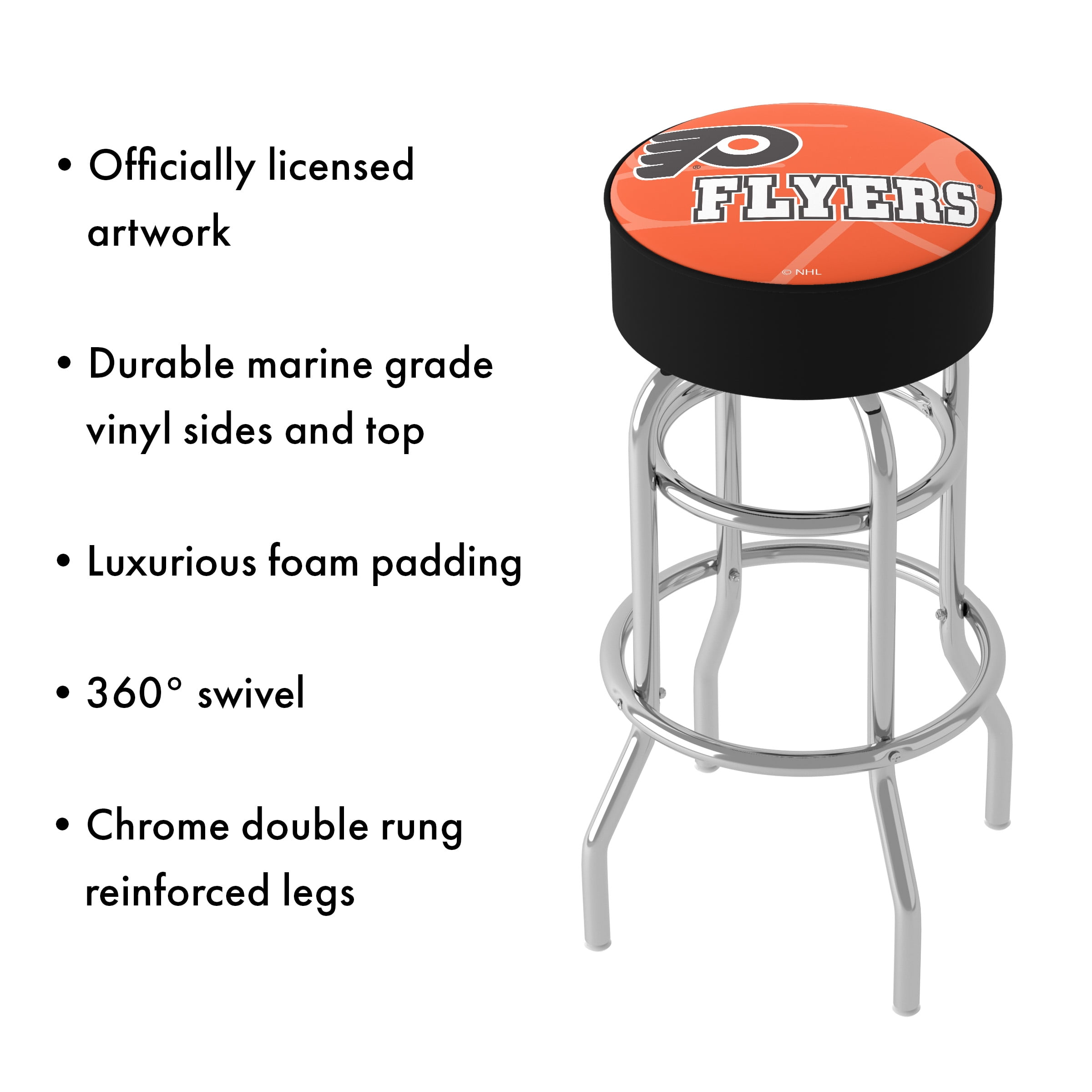 Trademark Gameroom Philadelphia Flyers Watermark Bar Stool with Padded Seat