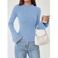 thumbnail image 3 of PRETTYGARDEN Women's Lightweight Mock Neck Sweaters | Bell Long Sleeve Tops, Slim Fitted Pullover, Soft Ribbed Knit, Going Out Outfits, Fall Winter Layering, Fashion Clothing, 3 of 8