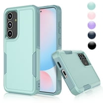 For Galaxy S24 FE 5G 2024 Case, 2 in 1 PC Phone Case for Samsung S24 FE 5G 2024 6.7 inch, Njjex Heavy Duty Rubber & Rugged Shockproof Full Body Protection Case Cover - Black