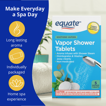 Equate Soothing Vapor Shower Tablets, Eucalyptus & Menthol, 5 Count, Compare to Vicks® VapoShower™