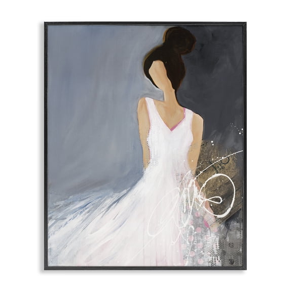 Stupell Industries Contemporary Abstract Female Figure Organic White Dress Fashion Black Framed Giclee Art, 11 x 14, by Ruth Fromstein
