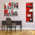 thumbnail image 5 of Eiffel Tower Wall Art Paris Wall Decor Red Umbrella Black and White Berlin Street Couple Canvas Print Painting Contemporary Romantic Artwork Picture for Bathroom Home Decoration 12x12" x 4 Panels, 5 of 6