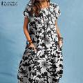 Fashion Printed Dress ZANZEA Woman Clothes Short Sleeve Elegant Casual Vintage New Dresses 2023 Summer Ladies Vacation VestidosS Gao Jinjia LED