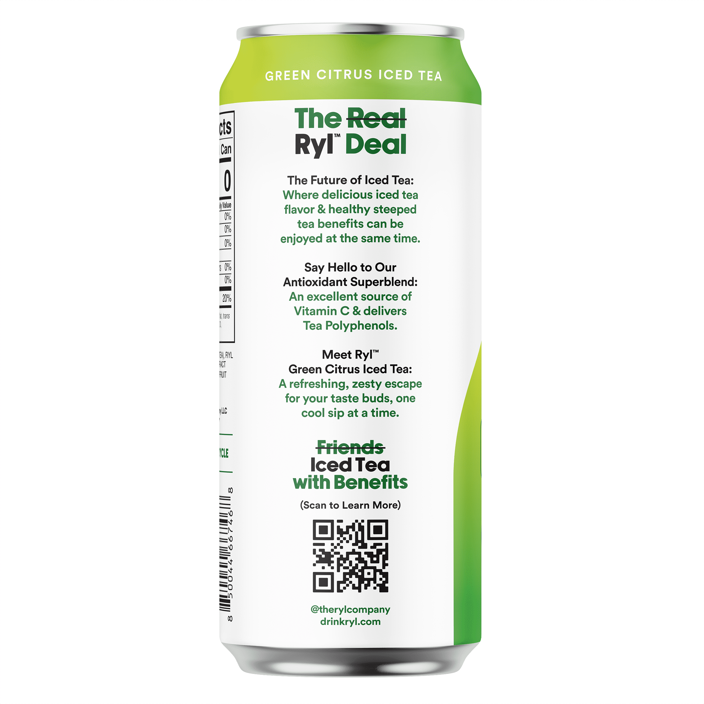 (6 pack) Ryl Iced Green Tea Citrus, Zero Sugar Antioxidant Green Tea, 16 fl oz Ready-to-Drink Can, No Artificial Sweeteners