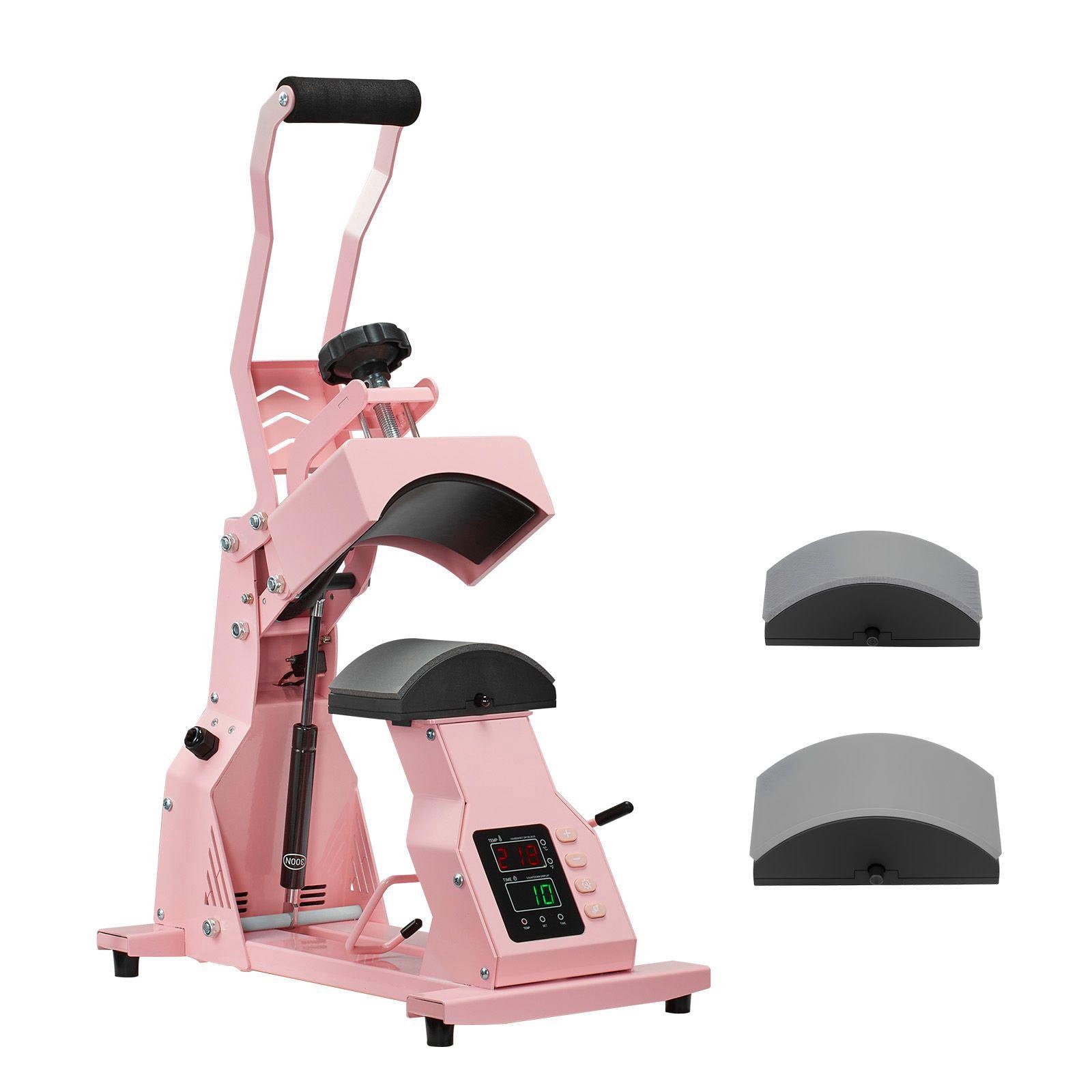 Pink Hat Heat Press with Interchangeable Plates for Hats Headbands Cuffs Masks Heat Transfer Sublimation Printing