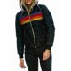 thumbnail image 1 of Womens Rainbow Zip-up Winter Down Casual Striped Hooded Puffer Coat, 1 of 4