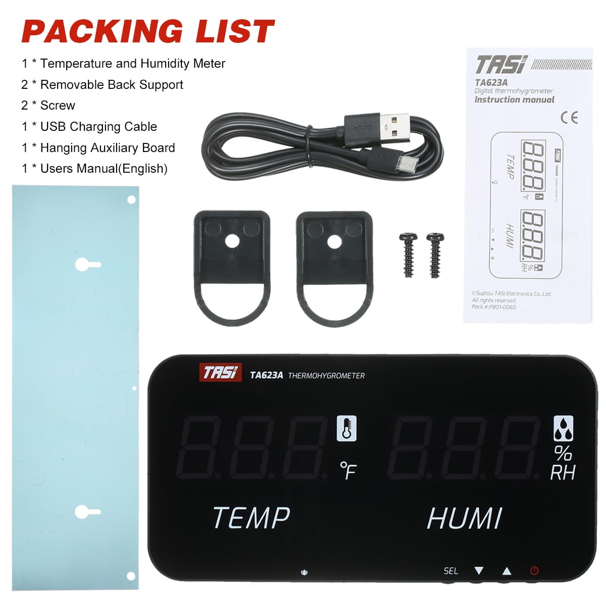 Hygrothermograph,-176 Humidity Meter -80 -4 -176 -20 -80 -4 Temperature -20 -80 Indoor -4 -176 Humidity Display Screen Wall-Mounted Thermometer Meter LED Display LED Display Screen BUZHI