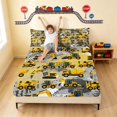 thumbnail image 3 of Erosebridal Construction Site King Sheets, Excavator Bedding, Black Yellow 4-Piece (1 Flat Sheet, 1 Fitted Sheet and 2 Pillowcases), 3 of 6