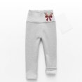 thumbnail image 4 of NAISIBABY Girls Fleece Lined Leggings, Stretchy Christmas Bow High Waisted Winter Thermal Tights Gray 5T, 4 of 5