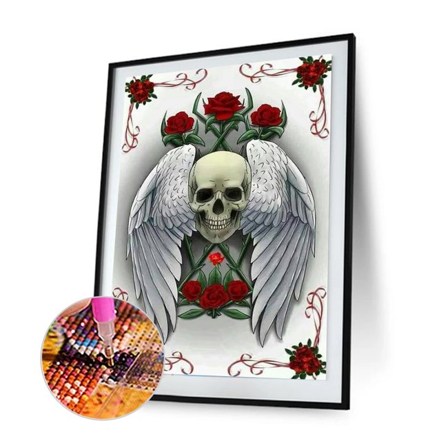 Cuadros Decorativos 5D bricolaje taladro completo forma redonda cráneo rhinestone diamante dibujo decoración del hogar Ehuebsd Nuevos Originales