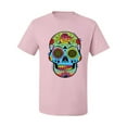 thumbnail image 2 of Wild Bobby, Colorful Floral Sugar Skull Streetwear Men's Graphic T-Shirt, Light Pink, 5XL, 2 of 3