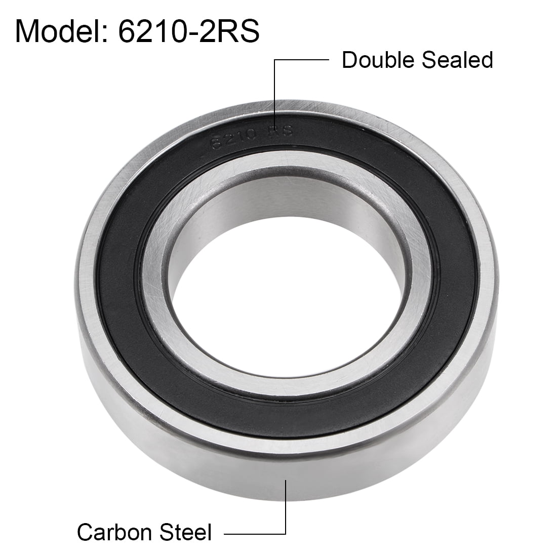 Unique Bargains 6210-2RS Deep Groove Double Shielded Carbon Steel Ball Bearings