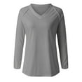 thumbnail image 4 of Womens Fashion Fall Deals ! BVnarty Womens Tops T-Shirt Comfy Casual V-Neck Long Sleeve Solid Color Plus Size Blouses Clothes for Girlfriend Wife Pullover Fashion Oversized Gray XXXXXL, 4 of 4