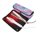 thumbnail image 3 of Hair Tool Organizer Bag with Heat Resistant Mat Removable Travel Storage Case for Hot Air Brushes Curling Irons Watercolor Powder Blue Pattern, 3 of 8
