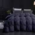 thumbnail image 2 of Dark Gray All Season Down Pin-Tuck Comforter- Oversized King Size 116 x 98 Inches 1 pc Pinch Pleated Comforter 600 GSM & 4-Corner Tab's 100% Egyptian Cotton- Dark Gray Solid, 2 of 15