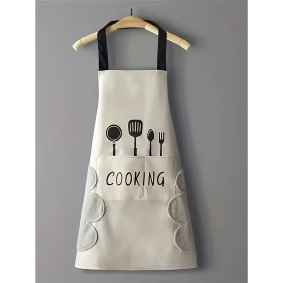 Waterproof & Oil-Resistant Vinyl Kitchen Apron With Pockets - Ideal For Cooking, Baking, Gardening, Waitressing, Sleeveless, Wiping Hands, Kitchen Use