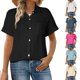 thumbnail image 2 of Camisa de manga corta con botones y textura para mujer: blusa informal de corte holgado para el trabajo, 2 of 6