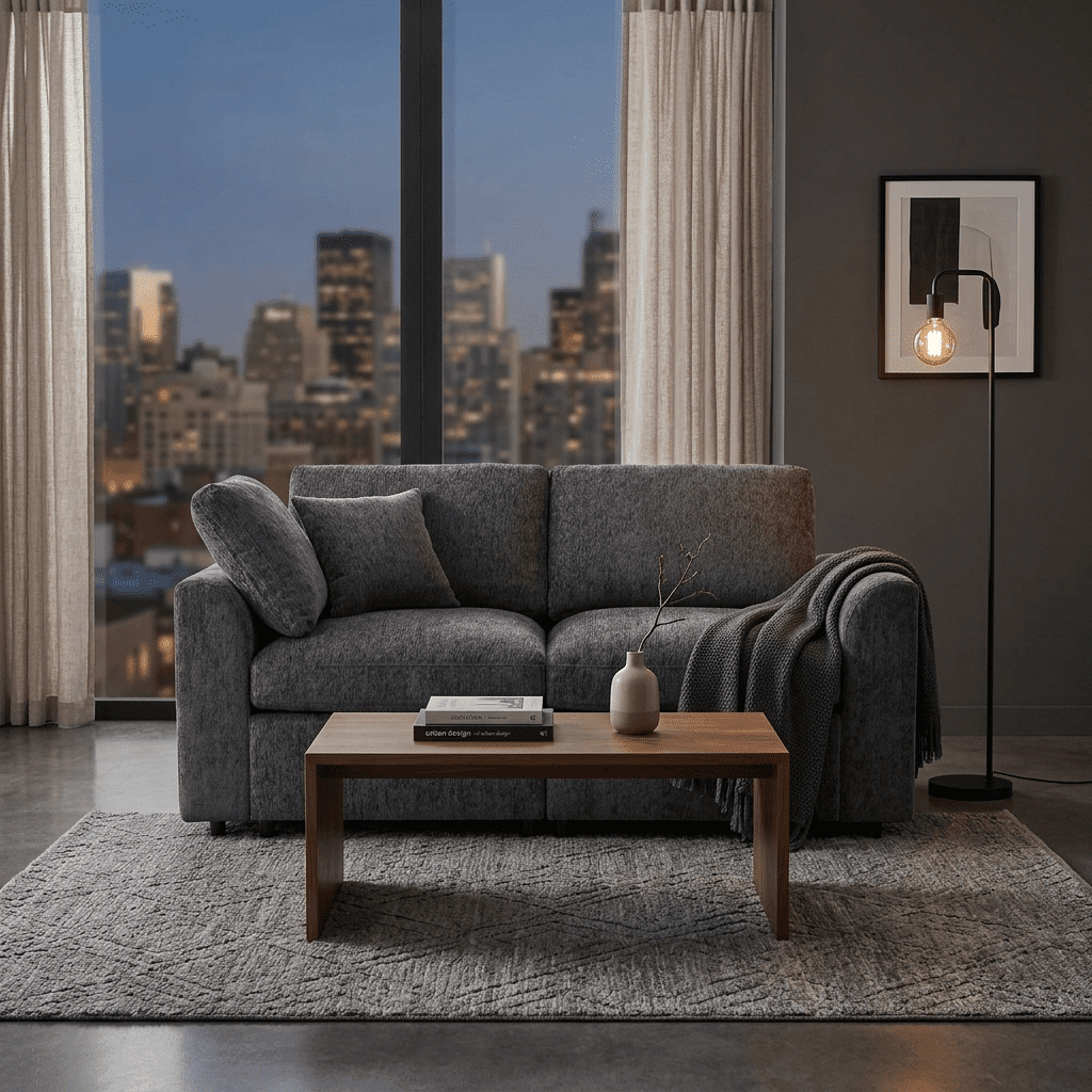 Howcool 72.8"W Modern Loveseat Sofa,Soft Chenille 2-Seater Sofa Couch with Deep Seat & Accent Pillow for Living Room,Apartment,Gray