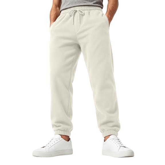 Leidass Men's Sweatpants Joggers Wortkout Tapered Casual Sweatpants for Men with Pockets Beige L