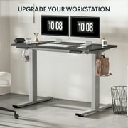 FLEXISPOT 48" x 30" Home Office Height Adjustable Standing Desk Memory Programmable Presets Computer Desk Gray and Black