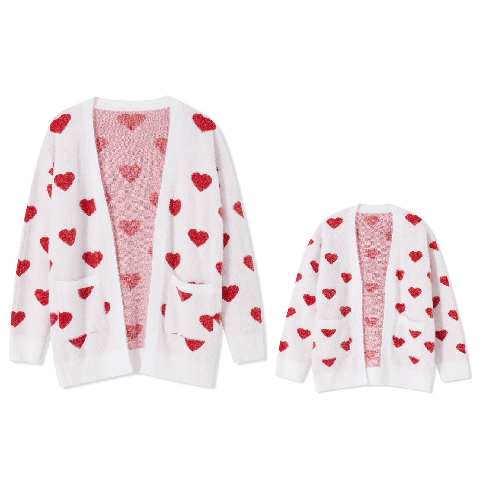 Men's Casual All Over Printing Love Heart Pattern Long Sleeve Dress Shirt