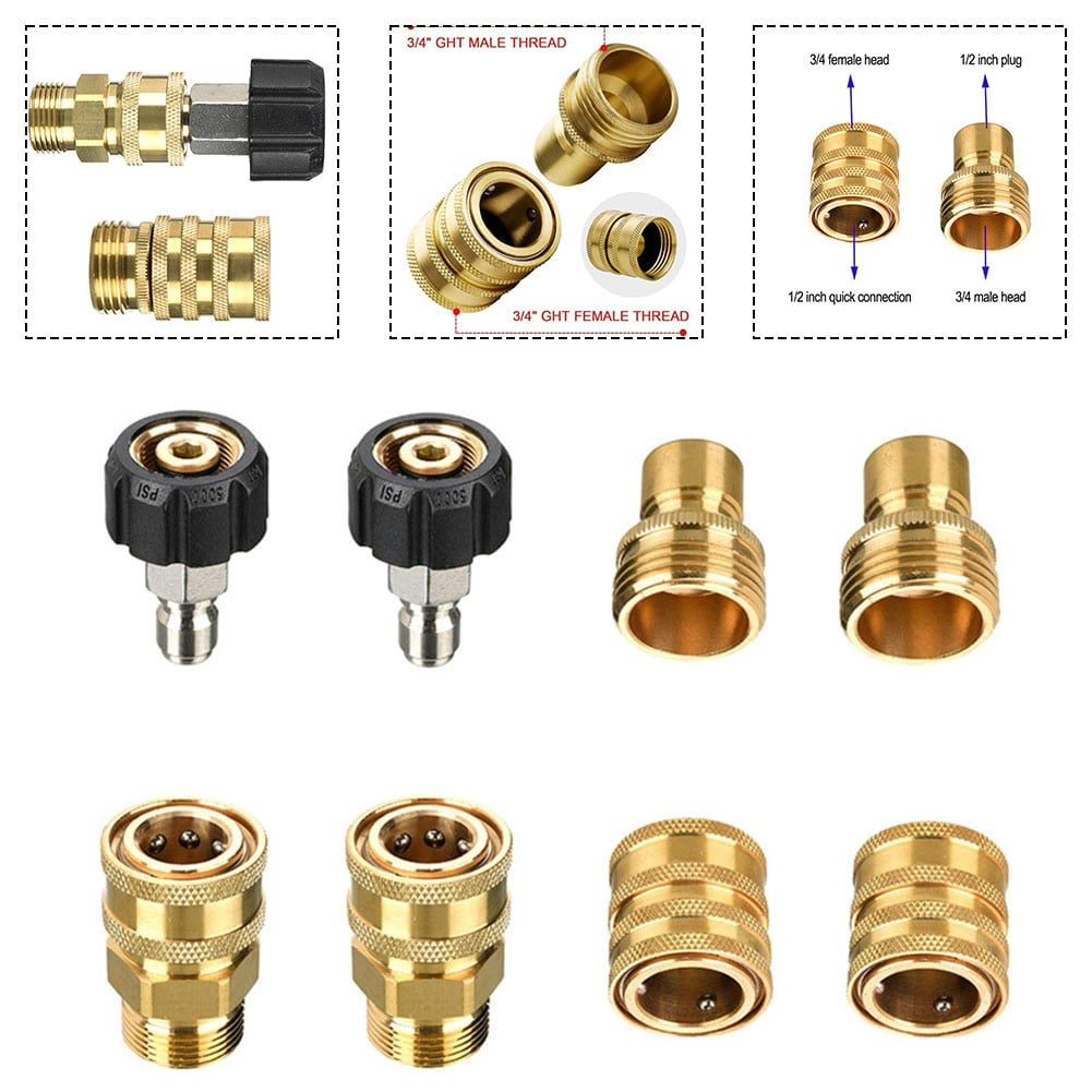 Pressure Washer Quick Disconnect Kit M22 Swivel to 3/8'' Quick Connect Adapter