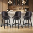 thumbnail image 4 of AFO 26" Upholstered Swivel Counter Height Bar Stools Set of 4, Modern Faux Leather Bar Chairs with Solid Wood Frame, Suitable for 35"-39" Table, For Kitchen Island Dining Room Pub, Dark Brown, 4 of 12